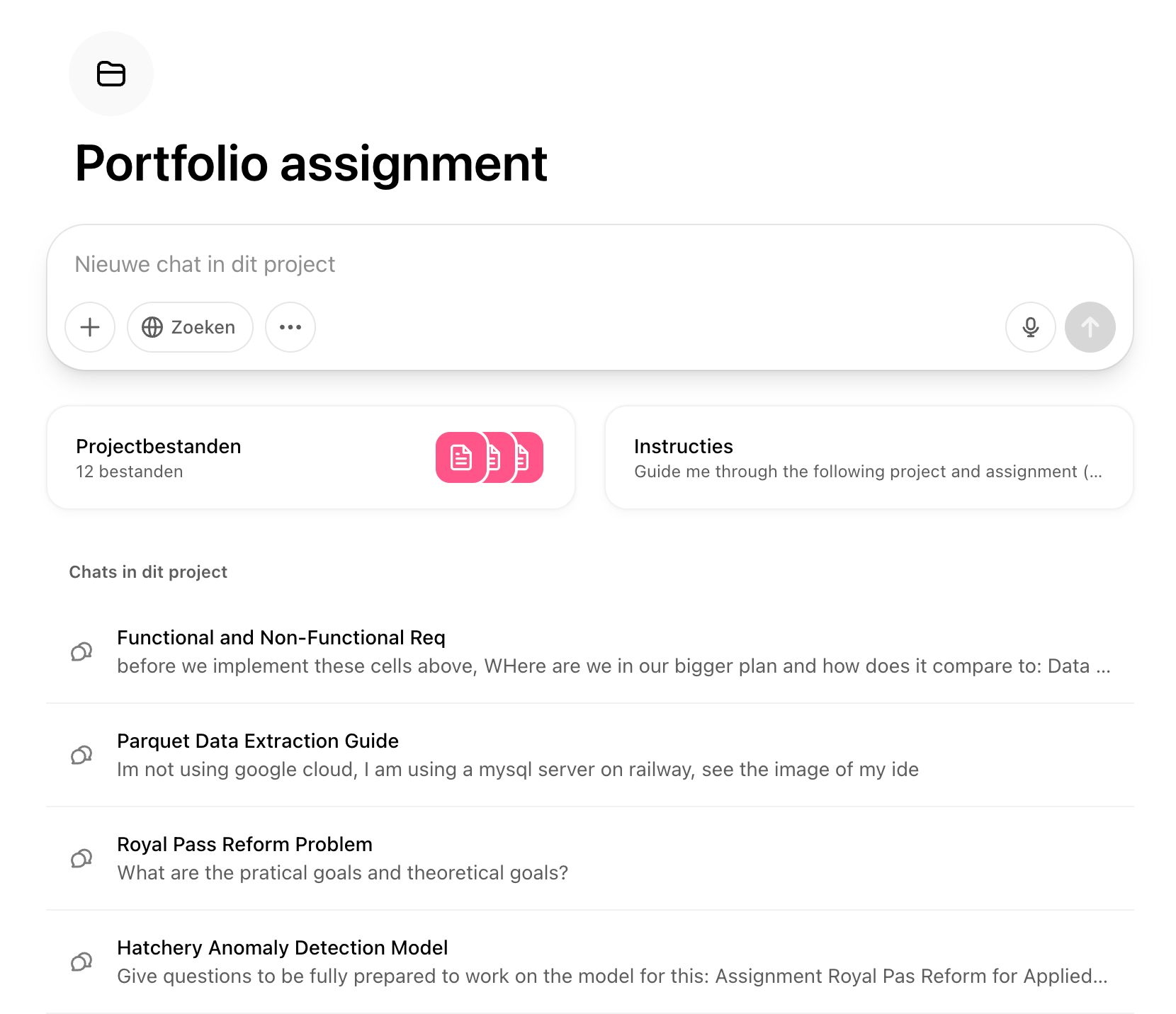 Screenshot showing file uploads within ChatGPT Projects